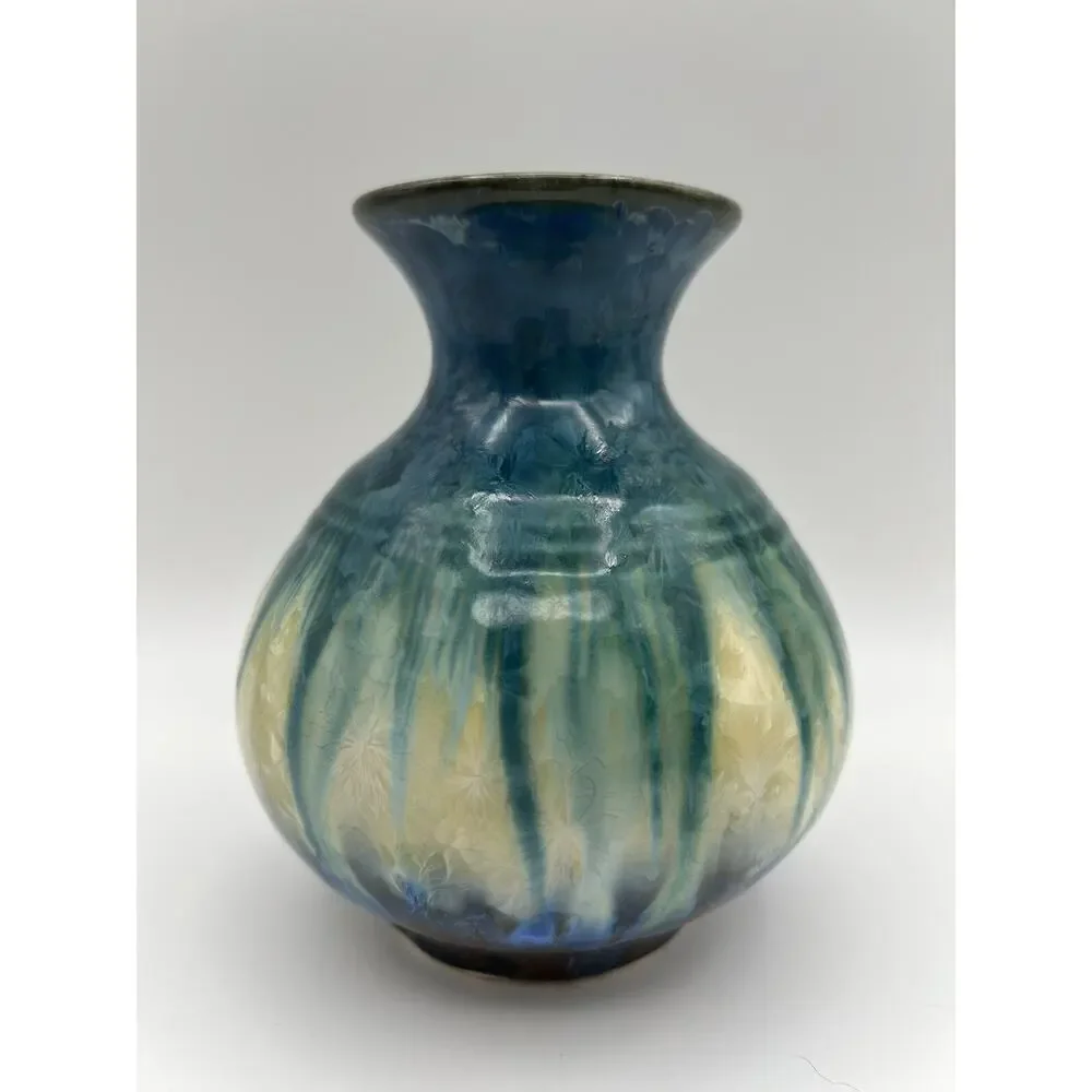 Bill Campbell Studio Art Pottery Crystalline Glazed Vase 5.5” Artist Signed